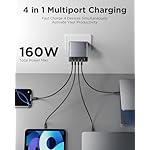 PISEN 160W USB C Charger - PD3.1 GaN Fast Charger USB C 4-Port Foldable Charging Block 160Watt Power Adapter with 6FT 240W Type-C Cable, 160W Charger for MacBook, Laptops, Samsung, iPad, iPhone Series - Image 3