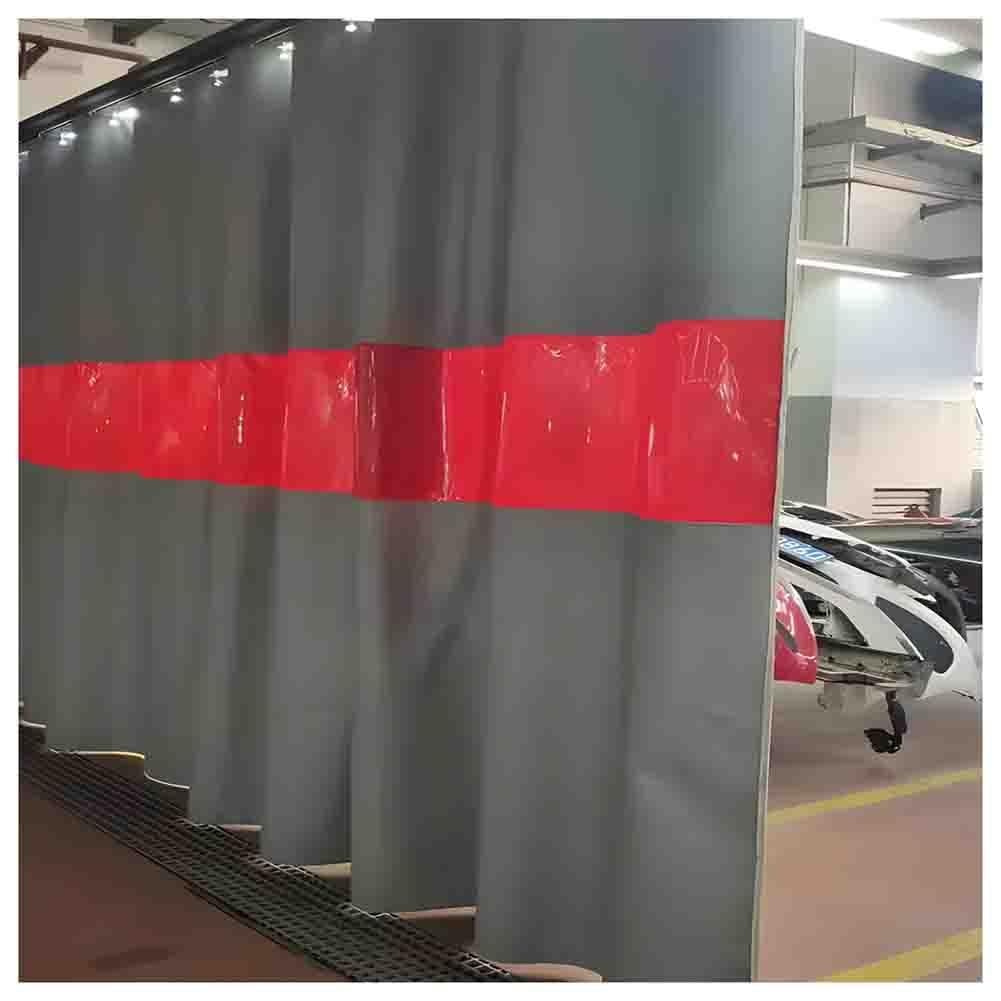 Cortinas industriales para soldar, ignífugas, con revestimiento de silicona, con ventana de visión transparente roja para almacén, taller, 1,9 x 2 m