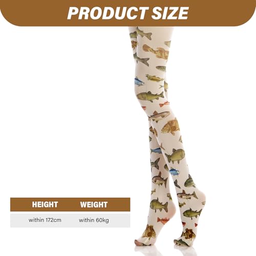 Women's Patterned Tights, Colorful Tropical Fish Printed 120D Fun Tights for Women Cute Pantyhose Opaque Stockings with Designs for Girl Supplies, M2