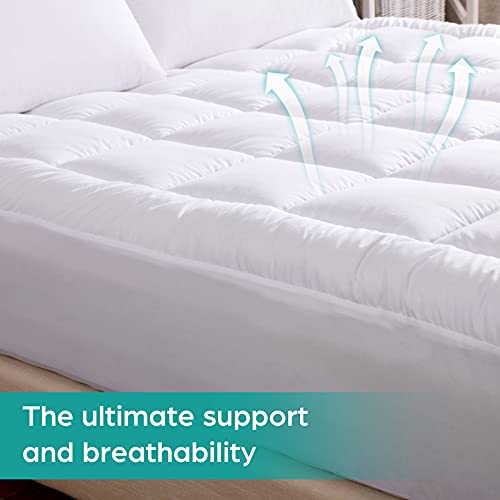 Whatsbedding Waterproof Mattress Pad King Size Cotton Top Down Alternative Filling Pillowtop Mattress Topper Cover-Fitted Quilted (Waterproof King) #TOP1
