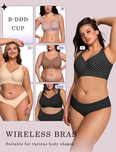 Image of OEAK Womens Wireless Jelly Bras Plus Size Support Push Up Comfortable Bra