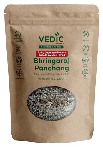 Vedic Herbs Bhringaraj Panchang Eclipta Prostrata False Daisy 100% Natural Gluten-Free Dietary Supplement 0.88 Oz