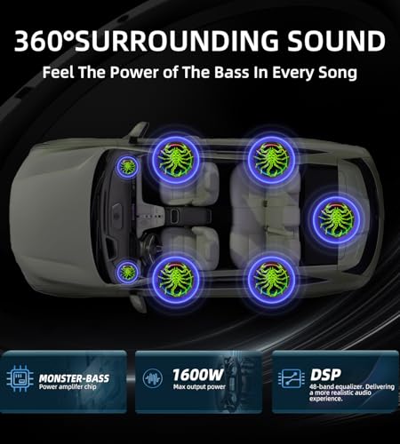 Image of 2026 Upgraded 10 inch 1600W Slim Under Seat Car Subwoofer with Built-in Amp & LED Ambient Lights - Low Profile Bass Sub for Car Audio Individual Controls (LPF /Gain /Bass Boost) High Output Distortion-Free