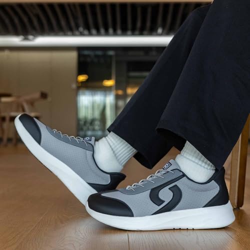 Image of Men's Wide Walking Shoes Tennis Minimalist Sneakers Zero Drop Slip On Comfortable Shoes for Plantar Fasciitis Orthotic Work Standing All Day BlackGrey US 9.5