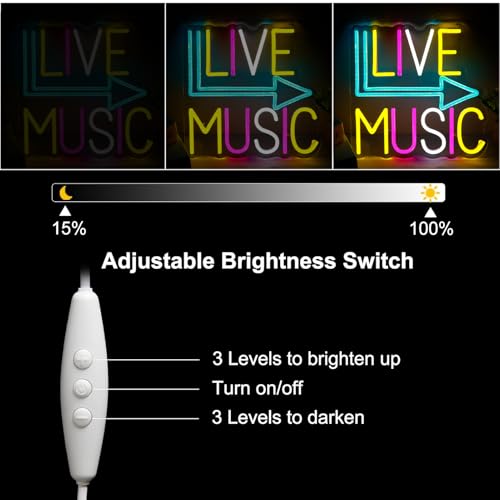 Image of Live Music Neon Signs for Wall Decor,Led Neon Lightfor Live Room, Game Room, Broadcasting Room, Music Studio