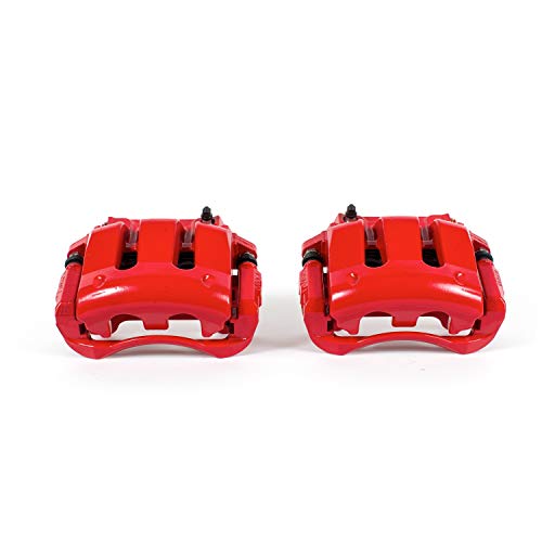 Image of PowerStop Front Red Powder Coated Brake Caliper Pair for Ford Mustang 2011-14 - High-Temp Brake Caliper Upgrade, S4928B