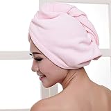 NLJYSH 1 PC Art und Weise Super Absorbent Haartrockentuch Turban Badekappe Bademantel Hut-Kopf-Verpackung Quick-Dry-Badetuch (Color : Pink, Size : 60x25cm)