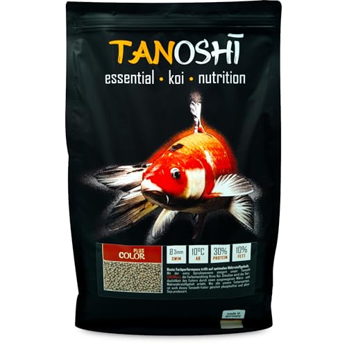 Tanoshi Koifutter - Color Plus 5 kg 3mm | Schwimmendes Allein-Koifutter für Intensive Farbentwicklung mit Spirulina…