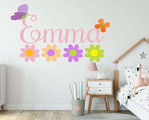 Vinilo Decorativo Nombre Personalizado Flores Mariposa 15x10" miniatura 3