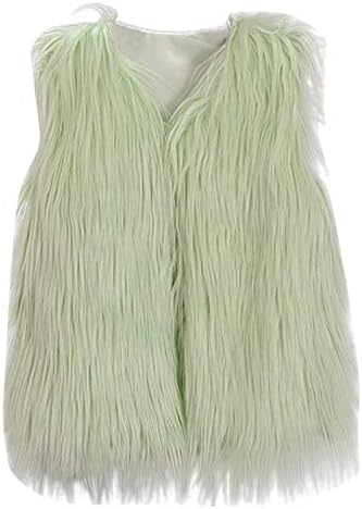 Sunbona Kids Girls Faux Fur Vest Waistcoat Autumn Winter Warm Trendy Thick Puffer Sleeveless Jacket Coat Outwear Clothes (Mint Green, 9-10 Years)