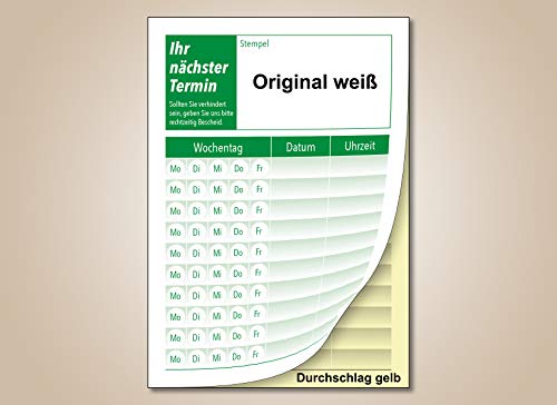 20 x Terminblock mit Durchschlag je 50 Terminzettel DIN A7 (grün)