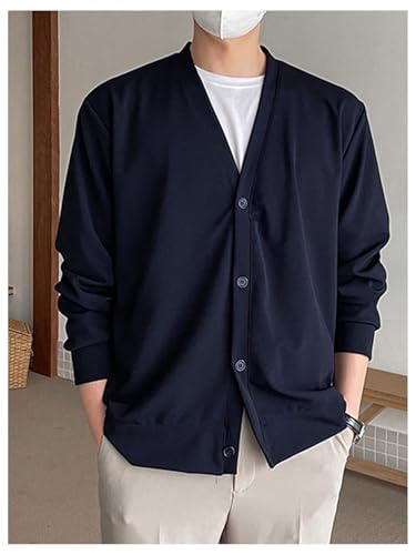 Floerns Men's Solid Long Sleeve Knit Wear V Neck Button Down Cardigan Sweater3