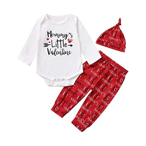 Singcoco Baby Boy Valentine's Day Outfit Mommy's Little Valentine Bodysuit (Red, 6-12 Months) Cover