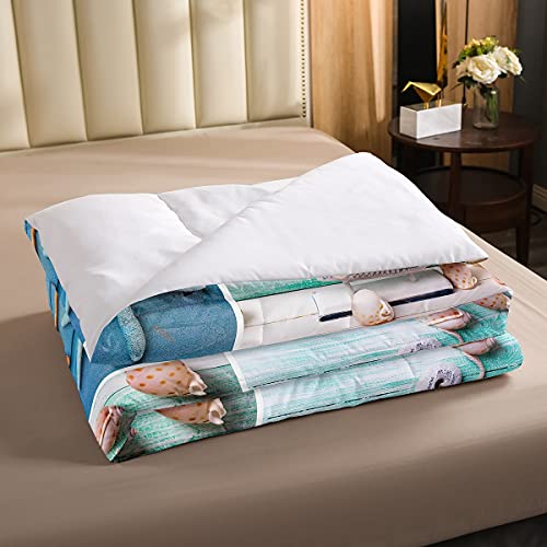 Conjunto de edredom náutico com âncora, veleiro, conjunto de cama com ancora, estrela-do-mar, para c