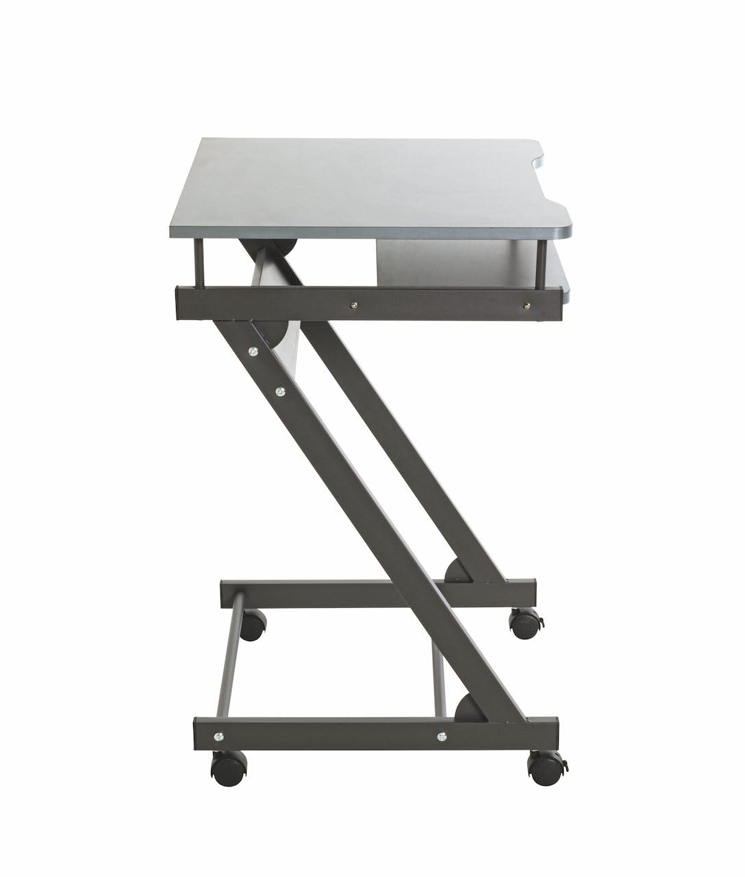 HAKU Chariot Ordinateur Anthracite, MDF, métal - Dim.: L 60 cm x H 75 cm x P 49 cm, Style: Modern