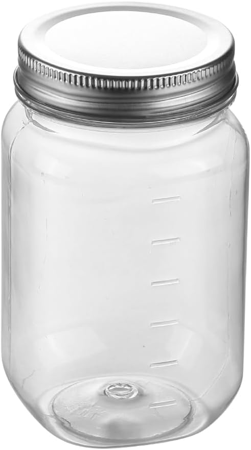 16 OZ Mason Jars Plastic Clear Storage Containers with Lids Empty Refillable Airtight Container for Home Kitchen (Silver, 24 Pack)