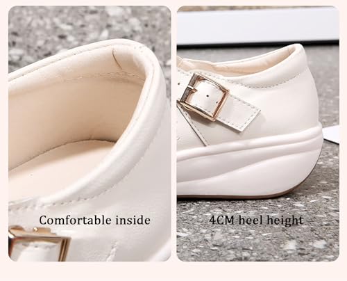 Women's Wedge Ankle Strap Buckle Flats Shoes Closed Toe Roman Cage Cusual Flat Sandals4