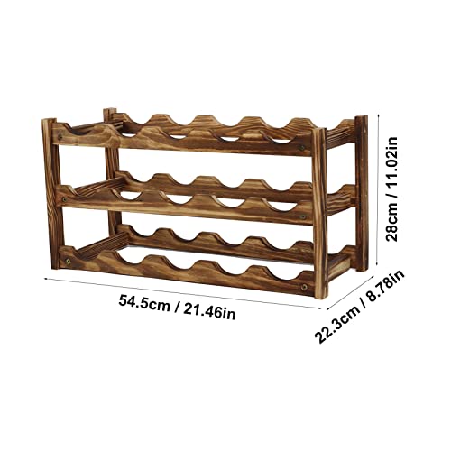 Wine Rack Freestanding Floor, Wine Racks Countertop Wine Bottle Holder Decorative Wall Wine Racks for Wine Bottles(3 Layers and 15 Bottles)