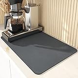 CatRain Kaffeemaschine Abtropfmatte, Schnelltrocknend Abtropfmatte Geschirr, Saugstarke Trockenmatte für Kaffeemaschine, Küche, Spüle, Schwarz, 40 x 50cm