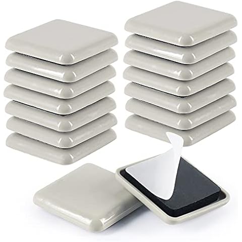 GINOYA Stick Furniture Sliders, 40mm 16pcs Furniture Glides for Easy Moving on Carpet Hardwood (Beige) Cover