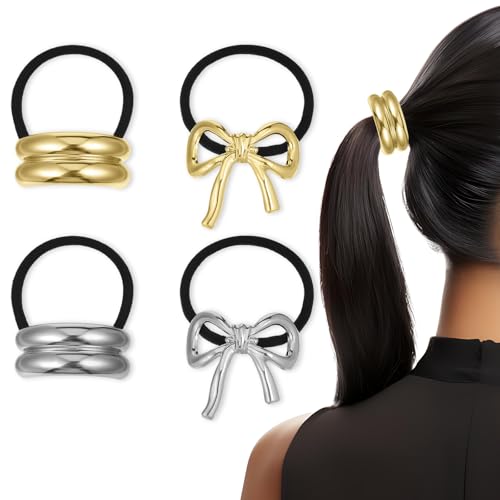 Thinp 4 gomas de metal para el pelo, gomas de pelo de metal, para mujeres y niñas
