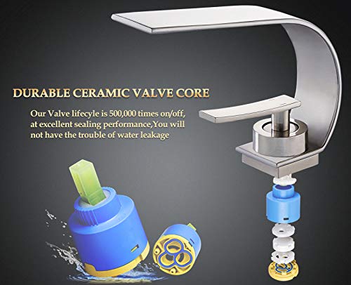 Becola Modern Bathroom Faucet, Low Arc Brass Ceramic Valve Vanity Single Hole Bathroom Sink Faucet, Touch On Single Handle Hot And Cold Water Mixer Tap - Brushed Nickel #TOP4