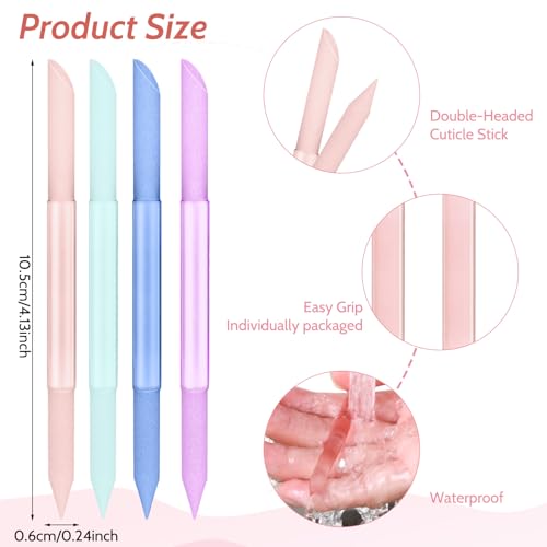 Giantree 4 Stück Glas-Nagelhautschieber, Nagelhautentferner, Runde Nagelfeile Glas Nagelhautentferner Werkzeug Maniküre-Stick professionelles Präzisionsfeilen Abrasive Nagelstudios Frauen Zuhause