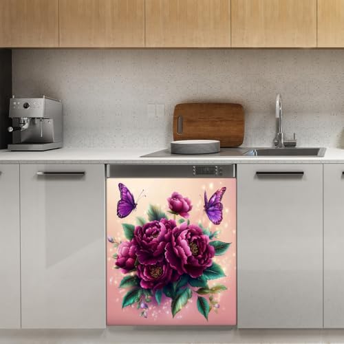 Panel frontal magnético para ocultar arañazos de lavavajillas con estilo floral 4