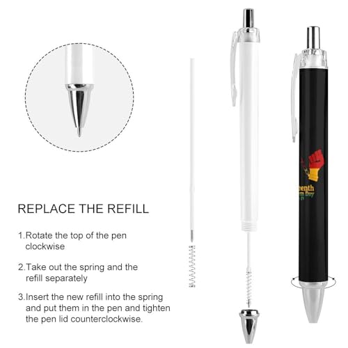 Bolígrafos Juneteenth retráctiles de punta fina 0.5 mm con tinta negra, pack de 4 unidades 4