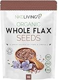 NKD Living Organic Whole Flax Seeds (Linseeds) 1kg – High in Fibre & Omega-3, Vegan, Non-GMO