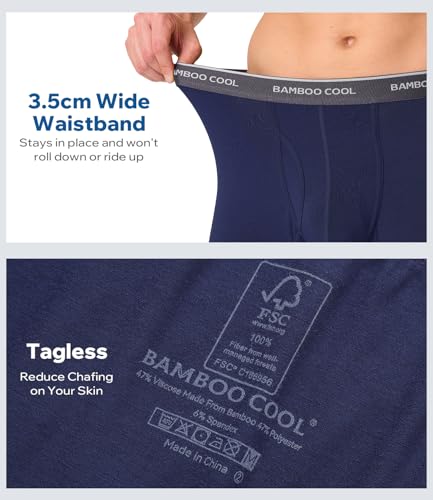 Image of BAMBOO COOL Breathable Men's Underwear Modern Multipack Comfortsoft Moisture-Wicking Boxer Briefs 6 Pack