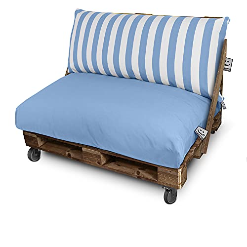 Happers Set 2 Coussins Imperméables et Déhoussables pour Palette Toldotex Ciel
