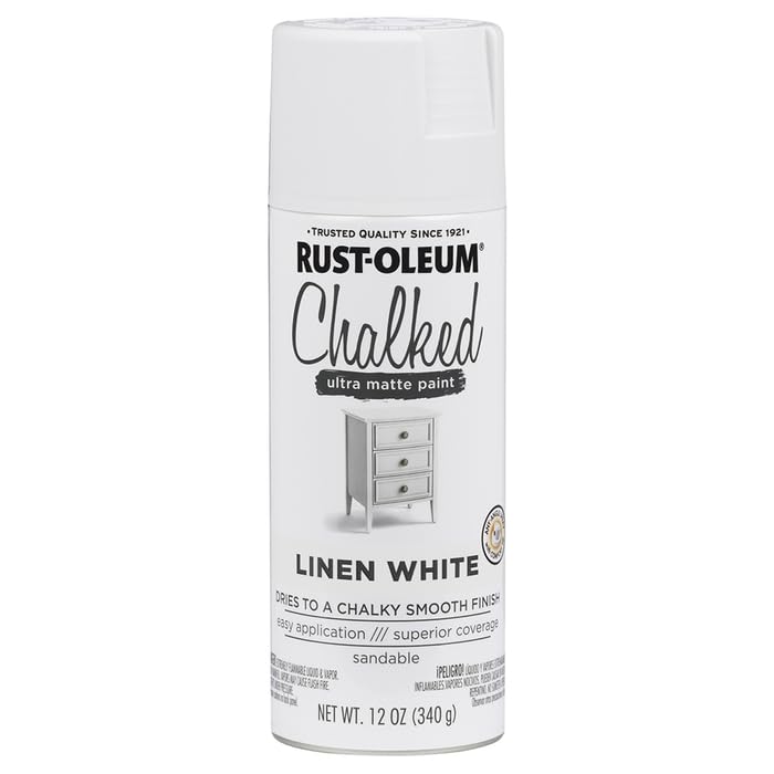 Rust-Oleum Linen White Chalked All-in-One Ultra Matte Spray Paint | One Coat Coverage | No Primer, Sanding, Or Topcoat Needed | Easy Spray Application