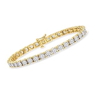 Ross-Simons 5.65 ct. t.w. Diamond Tennis Bracelet in 18kt Gold Over Sterling. 8 inches
