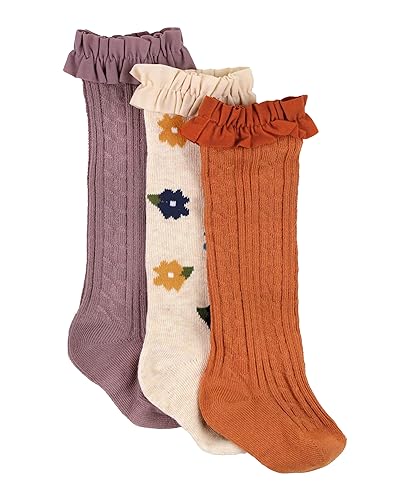 Image of RuffleButts® Girls 3-Pack Knee High Socks with Ruffles