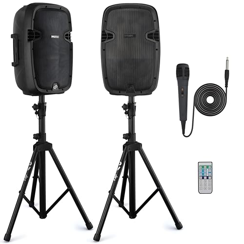Pyle Sistema PA Portatile Wireless, Cassa Bluetooth, Altoparlanti Attivi e Passivi da 1000 Watt, Cassa Bluetooth Potente, USB SD MP3 AUX, Montaggio 35 millimetri, 2 Supporti, Microfono