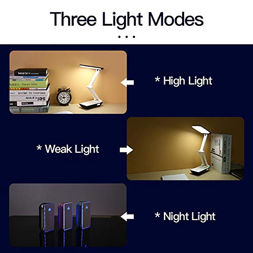 Lampe de table pliante LED rechargeable avec 3 modes d'éclairage pour bureau - 6