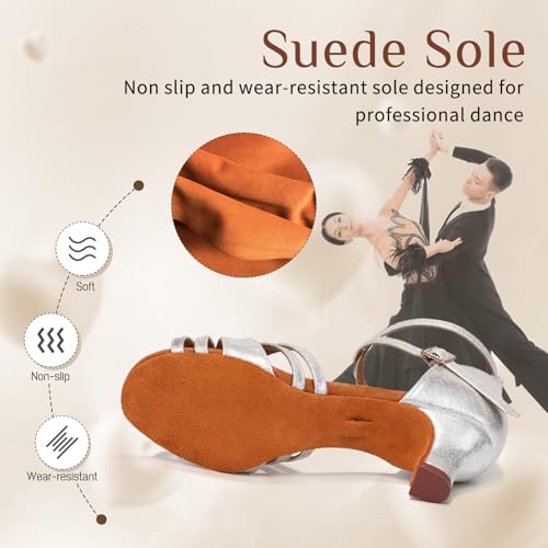 Women Latin Dance Shoes Open Toe Performance Professional Salsa Bachata Ballroom Dance Shoes,Model WZSP811-5cm Heel3