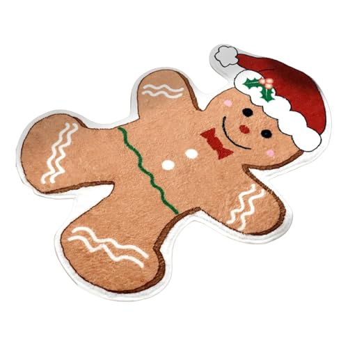 Felpudo De Exterior Hombre De Jengibre - 50,0 x 80,0 cm Alfombras Navideñas para Baño - Alfombra Antideslizante Imitación Cachemira para Decoración Navideña Entrada Hogar Salón