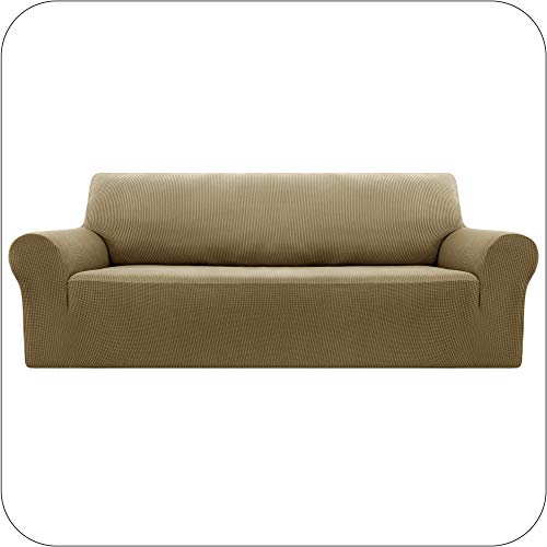 UMI by Amazon Funda Sofa Suave Elastica de Color Liso 3 Plazas Lino Amarillo