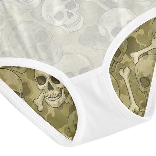Toddler Girl Briefs, Camouflage Skulls Olive Green Girls Underwear Cotton, 2–8 Years4