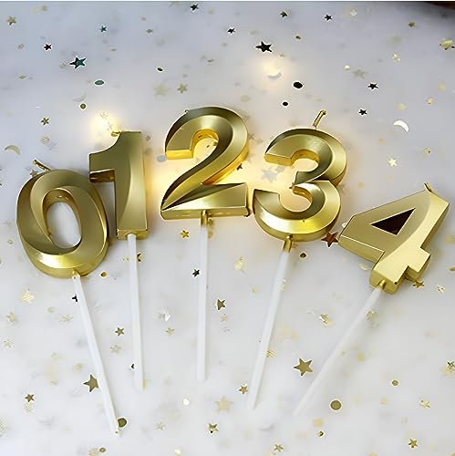 Image of Number 5 Cake Topping Candle for 5th Birthday /Anniversary Celebration Party Color - Gold