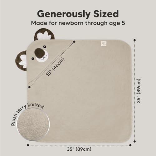 Image of KeaBabies Hooded Baby Towel for Newborn, Baby Bath Towels (Koala, 35x35) | Viscose Derived from Bamboo, Large Baby Towels with Hood, Boys, Girls, Toddler, Soft Absorbent Baby Bath Essentials