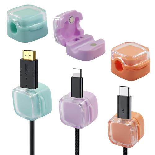 Waziaqoc Organizador de Cables Magnético 6-Pack Mixcolour, Clips Adhesivos para Cable, Soporte de Alambre para Hogar, Oficina y Auto miniatura 1
