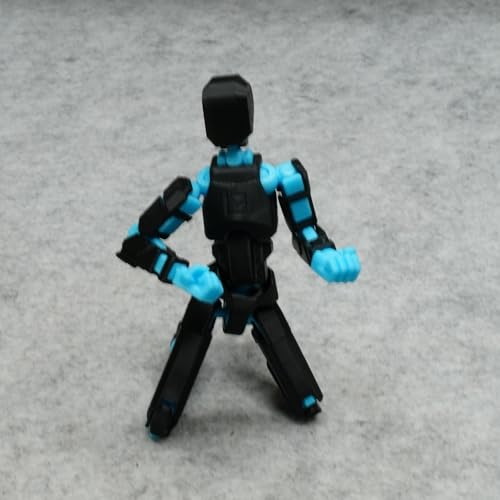 Image of Dummy 13 Action Figure Robot | Fully Articulated 3D Printed Robot Toy | 5.4-inch Collectible Figurine | Matte Finish | Unassembeled | Combo of 2 (White-SkyBlue+Black-SkyBlue)