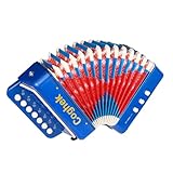 Coghek Blue Mini Accordion For Kids 10-Key Button Compact Accordion Durable Musical Toy For Beginners