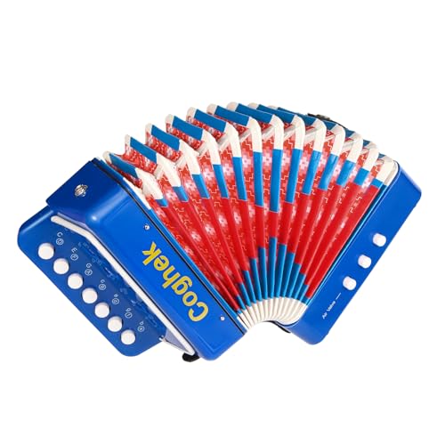 Coghek Blue Mini Accordion For Kids 10-Key Button Compact Accordion Durable Musical Toy For Beginners