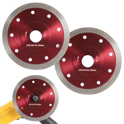 2PCS 4-1/2 Inch Tile Grinder Cutting Blades,Red Super Thin Diamond Porcelain Saw Blades,4.5-inch Tile Cutting Discs for Angle Grinders,Suitable for Porcelain,Ceramic,Granite,with 7/8″-20mm-5/8 Arbor