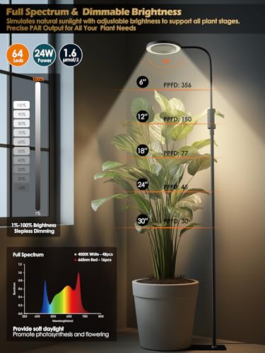 Image of Smart Grow Lights for Indoor Plants, Plant Light with Auto-Timer, Full Spectrum LED Grow Light, Adjustable Height & Stepless Dimming,Plant Assistant Suitable for Most Plants (Black, Single Head)