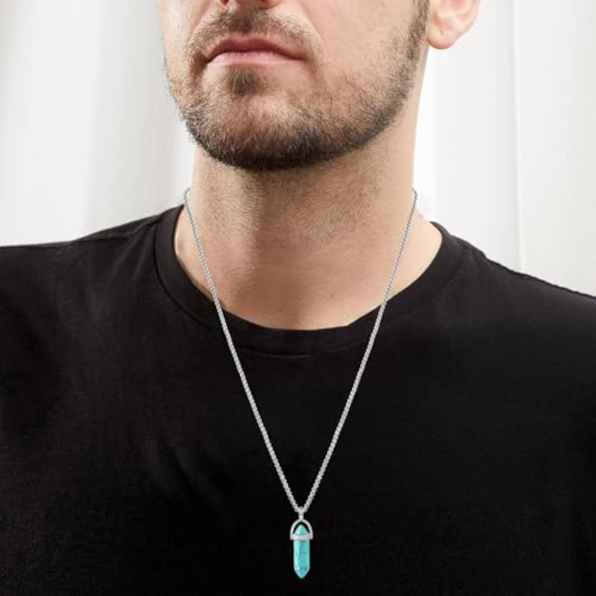 Natural Turquoise Hexagonal Pendant Necklace